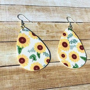 Sun Flower Faux Leather Earrings